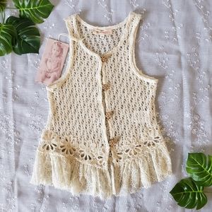 Crochet Lace Trim Summer Boho Vest